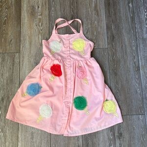 Taylor Pink Cotton Sundress with Multicolor Ice Cream Appliqués